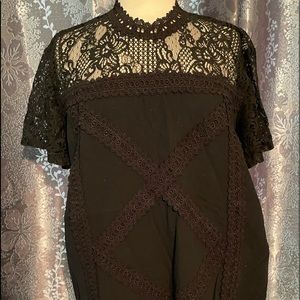 Black lace top shirt, XL